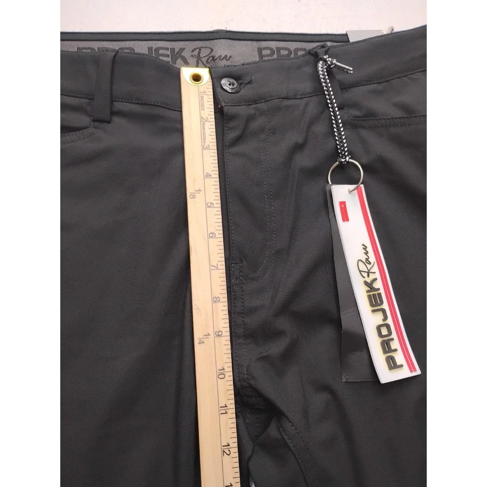 Projek Raw Pants Men's 36x32 Classic Fit Straight Leg‎ Elastic Waist Chino Black